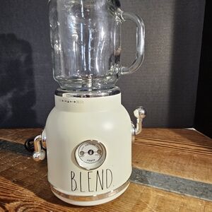 Rae Dunn Cream Retro Electric Blender with Glass Jar